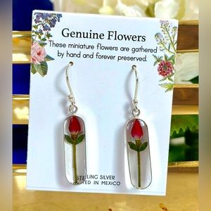 New Genuine Flowers miniature stering silver 925 earrings made in Mexico